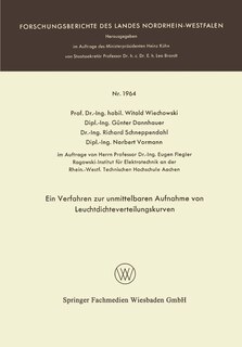 Front cover_Ein Verfahren zur unmittelbaren Aufnahme von Leuchtdichteverteilungskurven