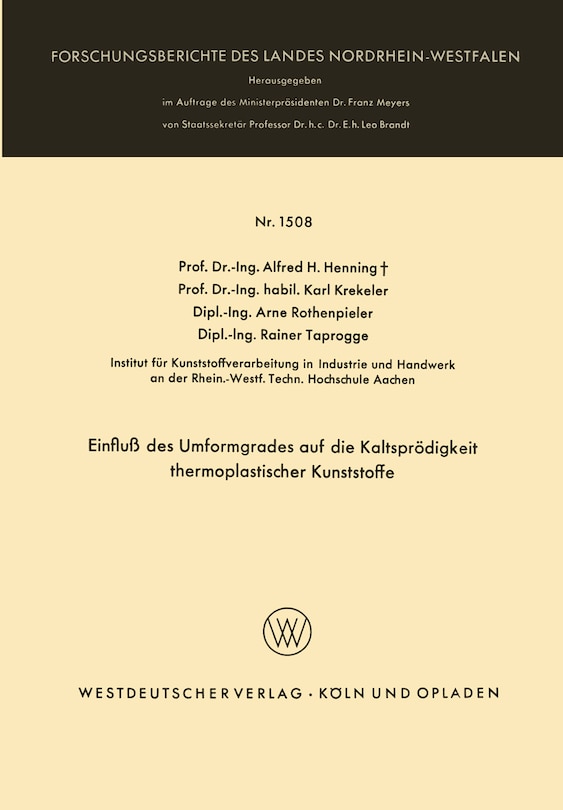 Couverture_Einfluß des Umformgrades auf die Kaltsprödigkeit thermoplastischer Kunststoffe