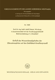 Front cover_Einfluß des Wasserdampfgehaltes der Ofenatmosphäre auf den Stahlblech-Emaillierprozeß