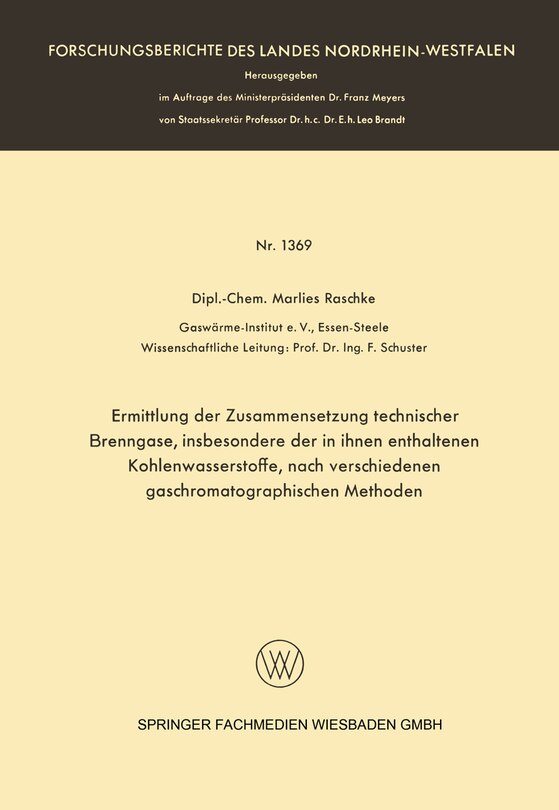 Front cover_Ermittlung der Zusammensetzung technischer Brenngase, insbesondere der in ihnen enthaltenen Kohlenwasserstoffe, nach verschiedenen gaschromatographischen Methoden