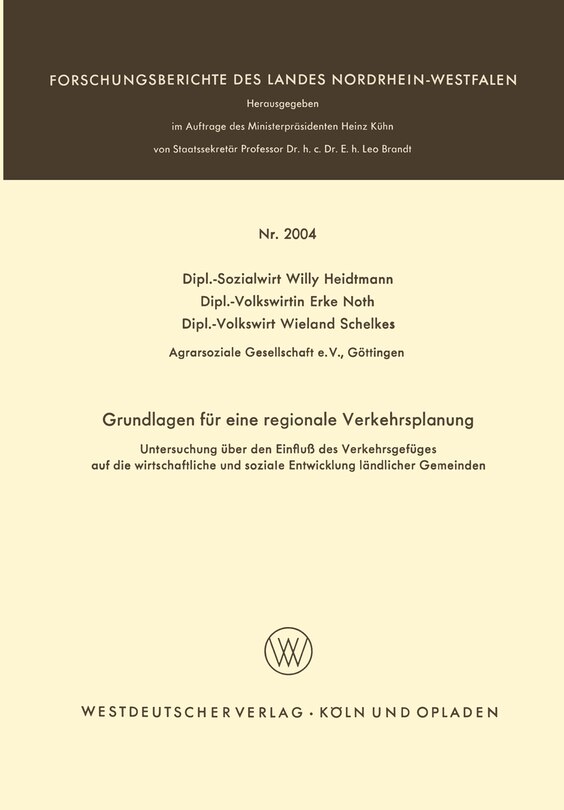 Front cover_Grundlagen für eine regionale Verkehrsplanung