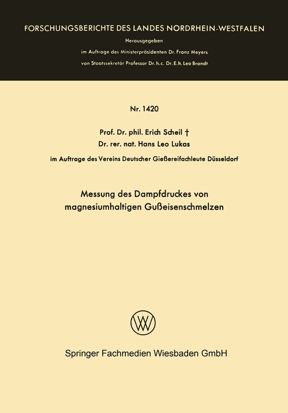Couverture_Messung des Dampfdruckes von magnesiumhaltigen Gußeisenschmelzen