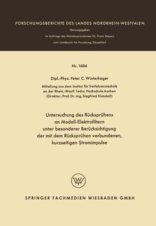 Couverture_Untersuchung des Rücksprühens an Modell-Elektrofiltern unter besonderer Berücksichtigung der mit dem Rücksprühen verbundenen, kurzseitigen Stromimpulse