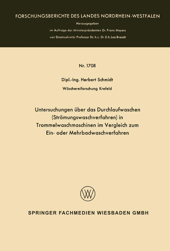 Front cover_Untersuchungen über das Durchlaufwaschen (Strömungswaschverfahren) in Trommelwaschmaschinen im Vergleich zum Ein- oder Mehrbadwaschverfahren