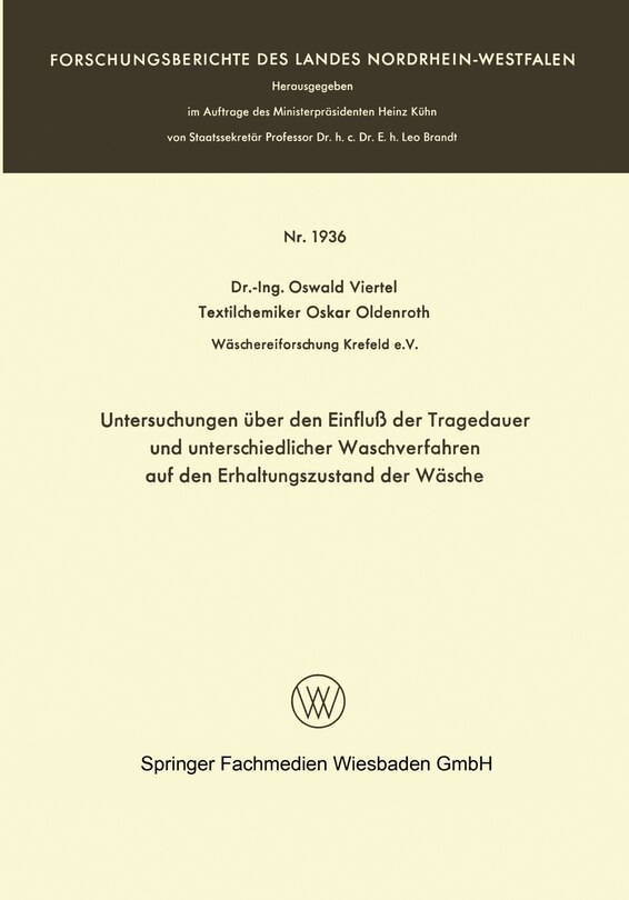 Couverture_Untersuchungen über den Einfluß der Tragedauer und unterschiedlicher Waschverfahren auf den Erhaltungszustand der Wäsche