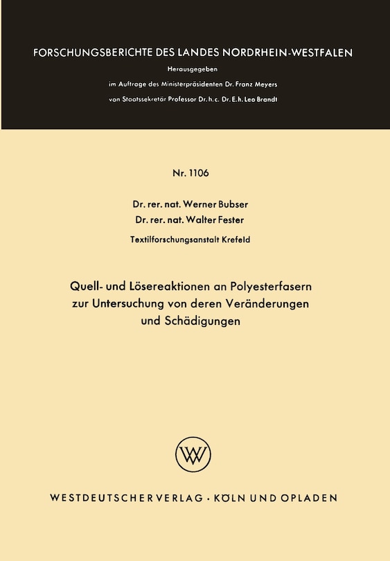 Front cover_Quell- und Lösereaktionen an Polyesterfasern zur Untersuchung von deren Veränderungen und Schädigungen