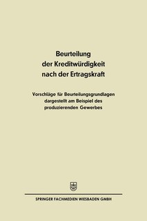 Front cover_Beurteilung der Kreditwürdigkeit nach der Ertragskraft