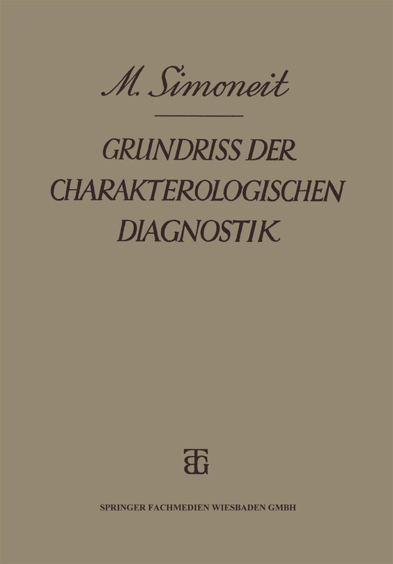 Couverture_Grundriss der Charakterologischen Diagnostik