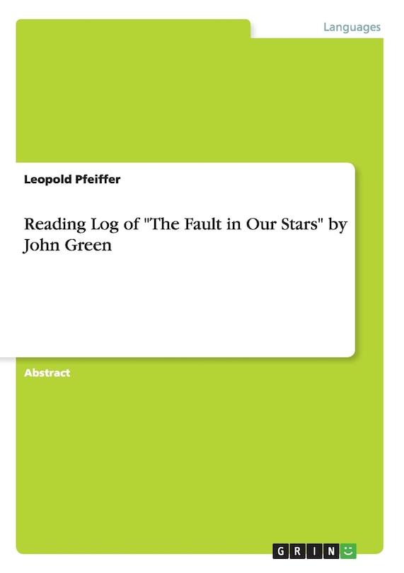 Front cover_Reading Log of The Fault in Our Stars by John Green