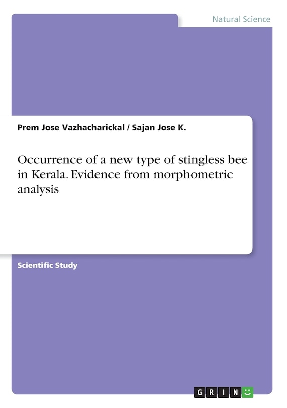 Couverture_Occurrence of a new type of stingless bee in Kerala. Evidence from morphometric analysis