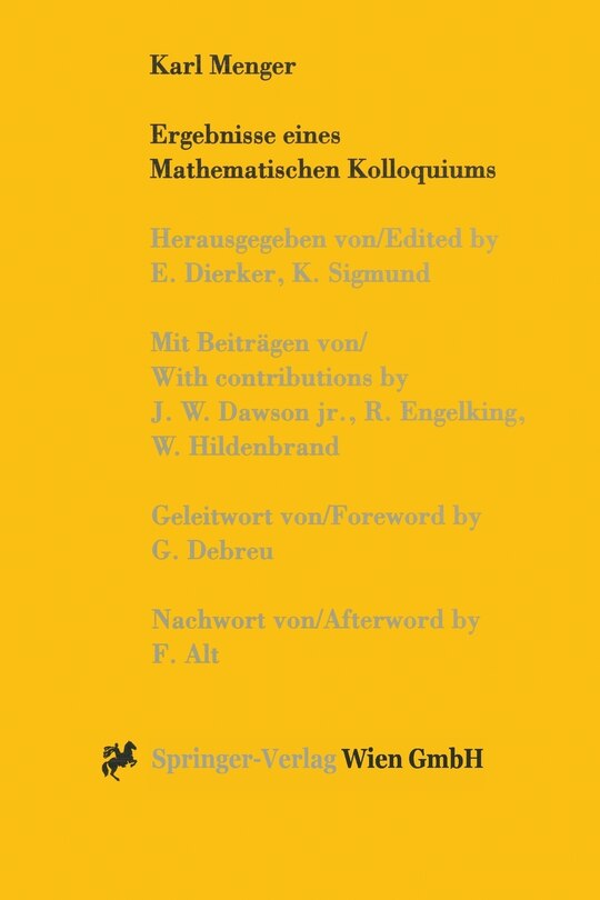 Front cover_Karl Menger, Ergebnisse Eines Mathematischen Kolloquiums