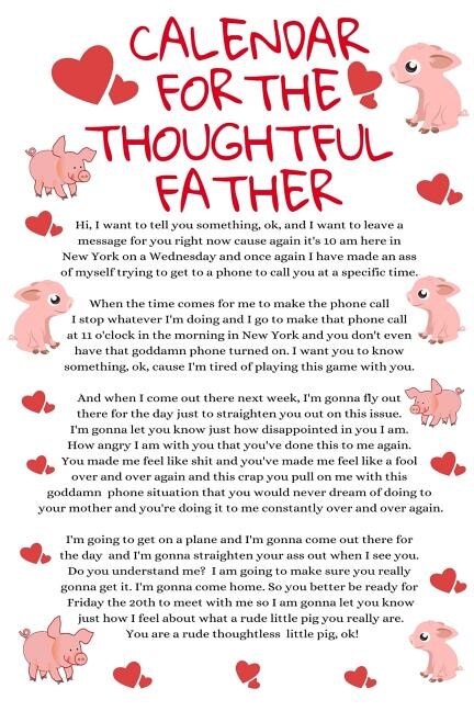 Calendar For The Thoughtful Father: Funny Thoughtless Little Pig Dad Daughter Planner - Temper Tantrum Gag Gift For Tempered Dads - Fat