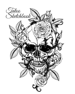 Tatoo Sketchbook: Gothic Tattoo Temporary Ideas Notebook - Blank Sketch Pad With Sugar Skull Cover Design - 150 Blank
