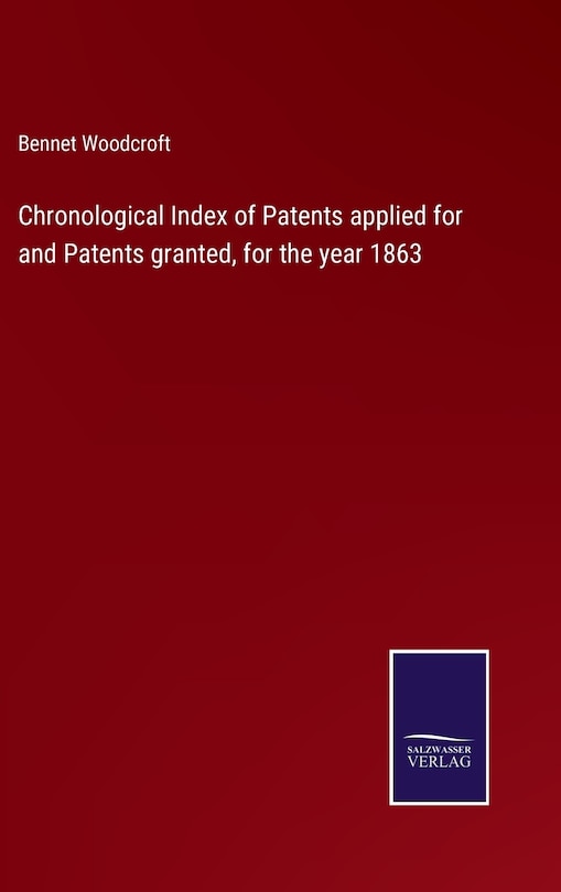 Couverture_Chronological Index of Patents applied for and Patents granted, for the year 1863