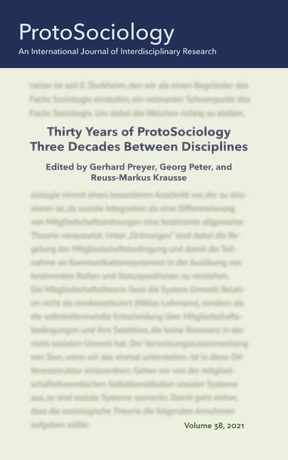 Couverture_Thirty Years of ProtoSociology - Three Decades Between Disciplines