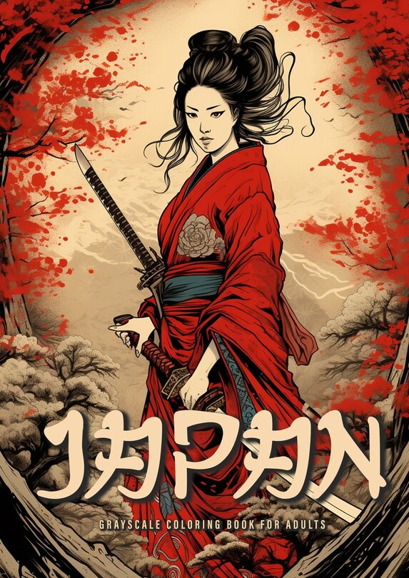 Front cover_Japan Grayscale Coloring Book for Adults