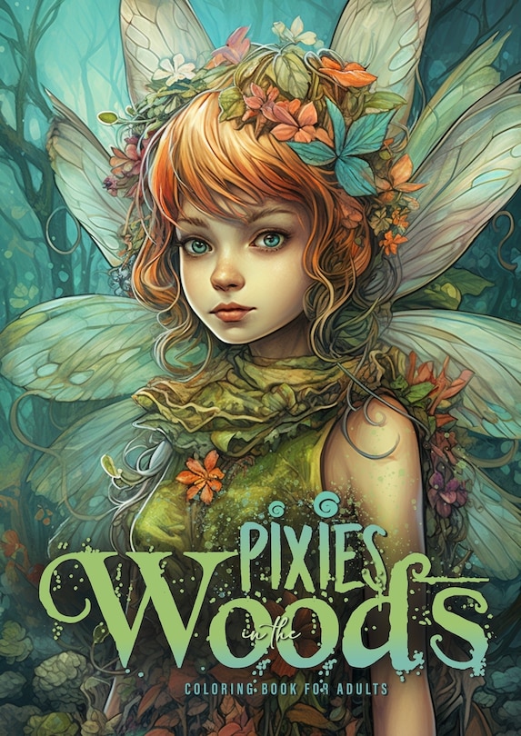 Front cover_Pixies in the Woods Coloring Book for Adults