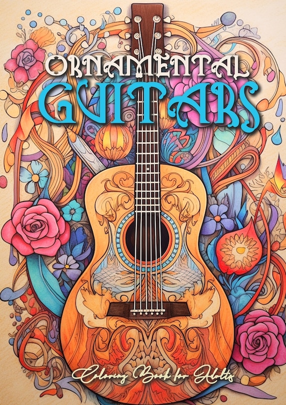 Front cover_Ornamental Guitars Coloring Book for Adults
