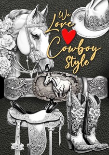 Front cover_We love Cowboy Style Coloring Book for Adults