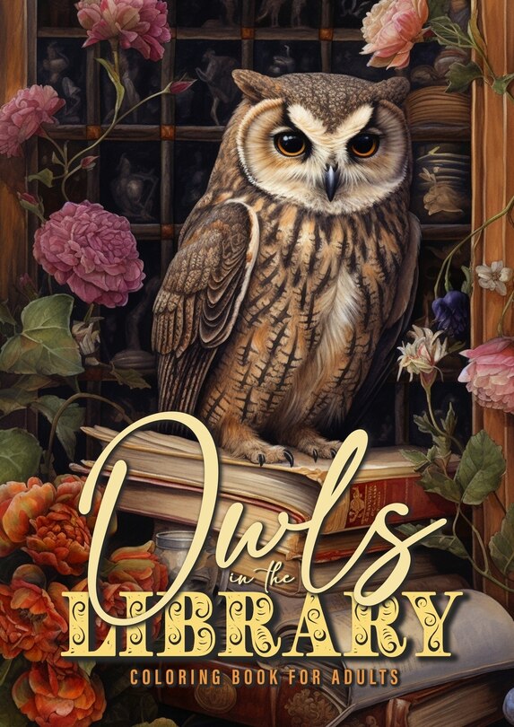 Front cover_Owln in the Library Coloring Book for Adults