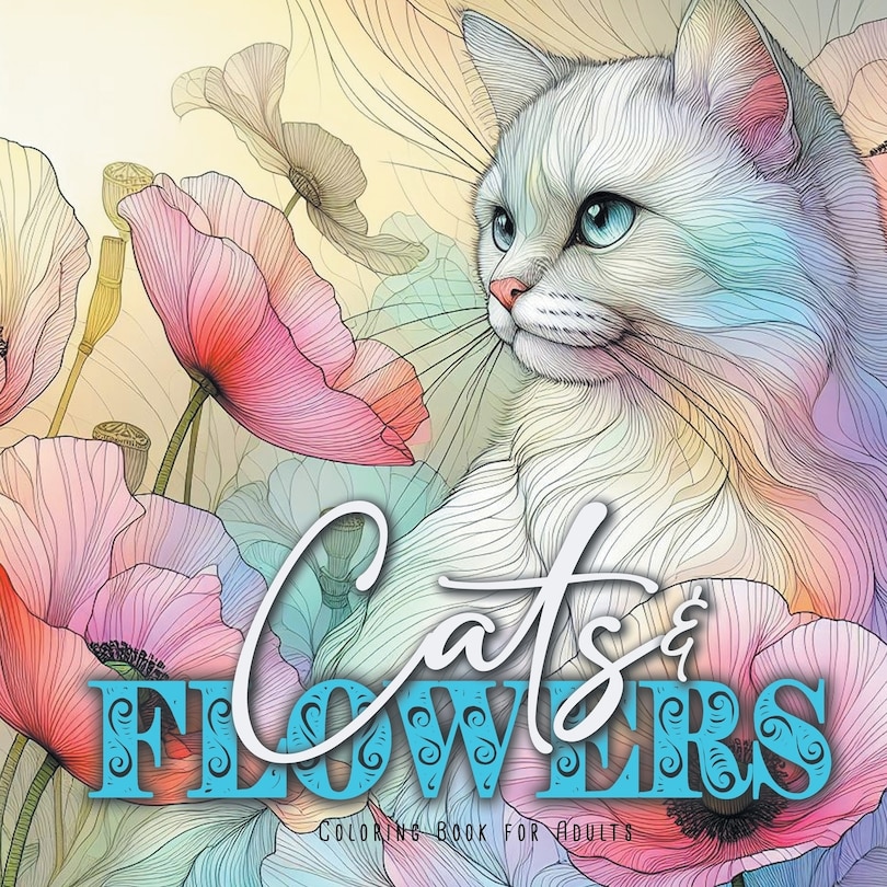 Front cover_Cats and Flowers Coloring Book for Adults