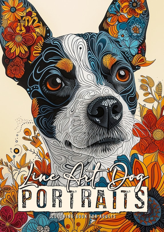 Couverture_Line Art Dog Portraits Coloring Book for Adults