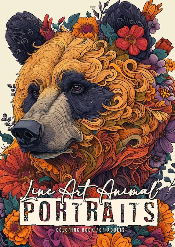 Front cover_Line Art Animal Portraits Coloring Book for Adults