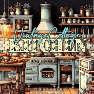 Front cover_Vintage Cottage Kitchen Coloring Book for Adults