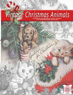 Couverture_Greeting for Christmas (vintage Christmas animals) A Christmas coloring book for adults relaxation with vintage Christmas animal cards