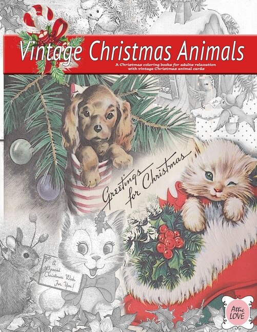 Couverture_Greeting for Christmas (vintage Christmas animals) A Christmas coloring book for adults relaxation with vintage Christmas animal cards