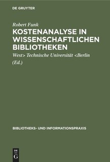 Front cover_Kostenanalyse in wissenschaftlichen Bibliotheken