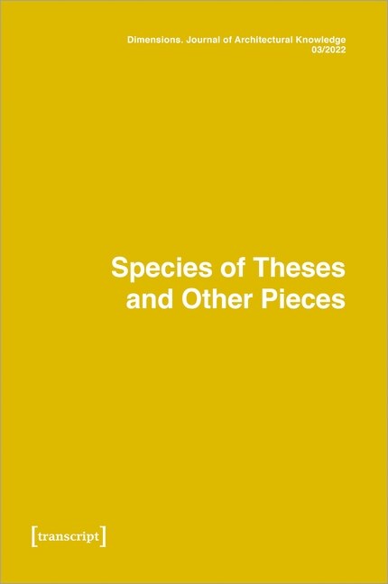 Front cover_Dimensions. Journal Of Architectural Knowledge