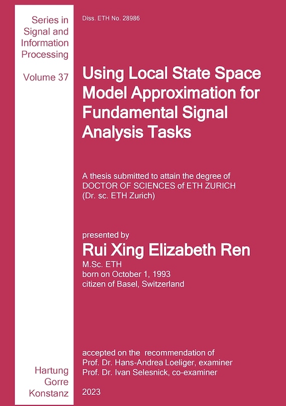 Couverture_Using Local State Space Model Approximation for Fundamental Signal Analysis Tasks