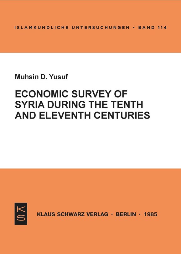 Front cover_Economic Survey of Syria during the Tenth and Eleventh Centuries