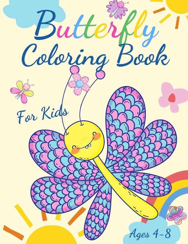 Front cover_Butterfly Coloring Book For Kids Ages 4-8