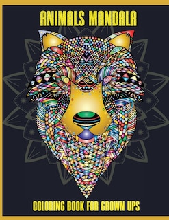 Front cover_Animals Mandala Coloring Book for Grown Ups