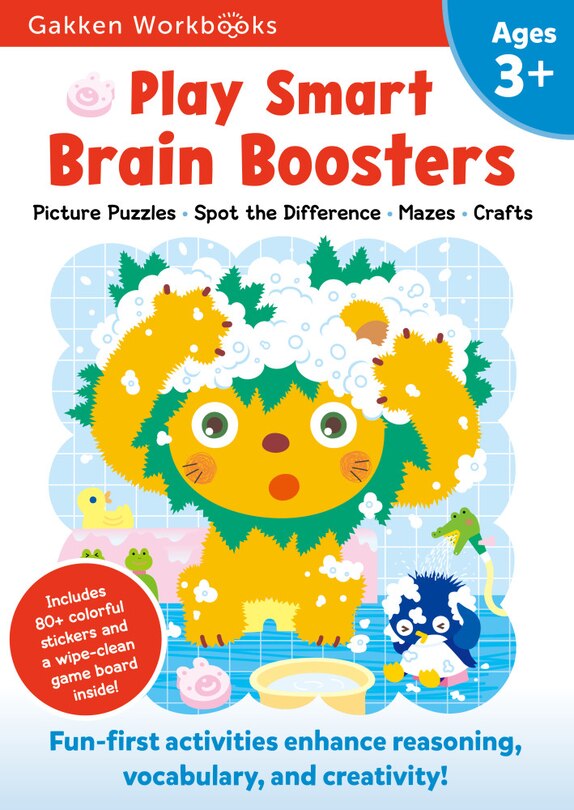 Play Smart Brain Boosters Age 3+: Preschool Activity Workbook with Stickers for Toddlers Ages 3, 4, 5: Boost Independent Thinking Skills: Tracing, Coloring, Matching Games(Full Color Pages)