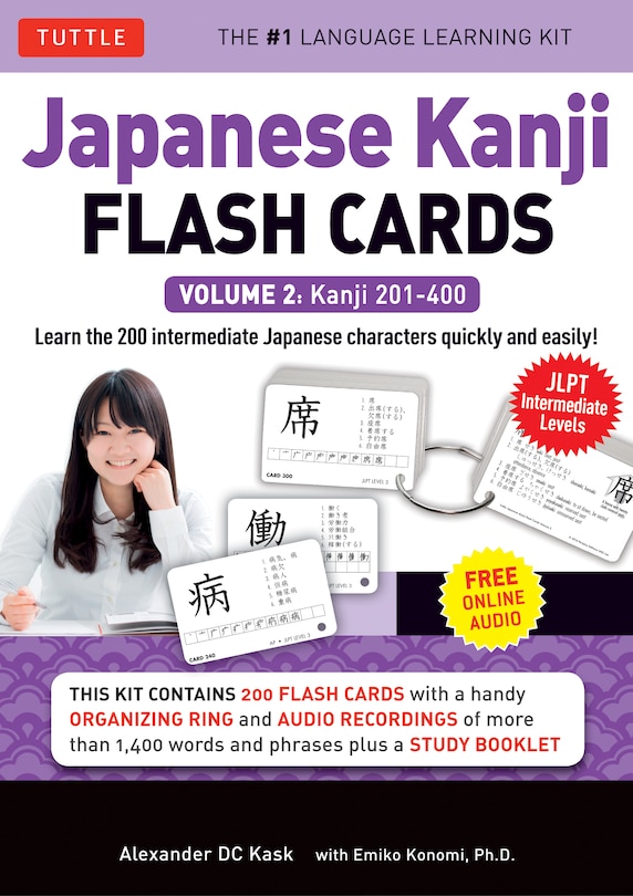 Japanese Kanji Flash Cards Kit Volume 2: Kanji 201-400: JLPT Intermediate Level: Learn 200 Japanese Characters with Native Speaker Online Audio, Sample Sentences & Compound Words