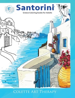 Front cover_Santorini Greece coloring books for adults.