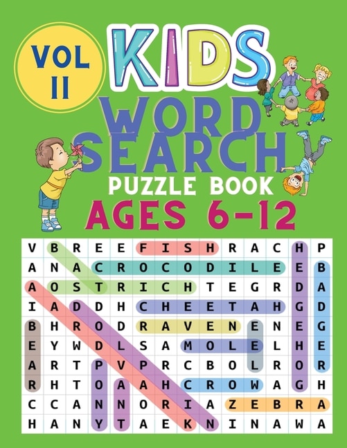 Front cover_Kids Word Search Puzzle Book Ages 6-12
