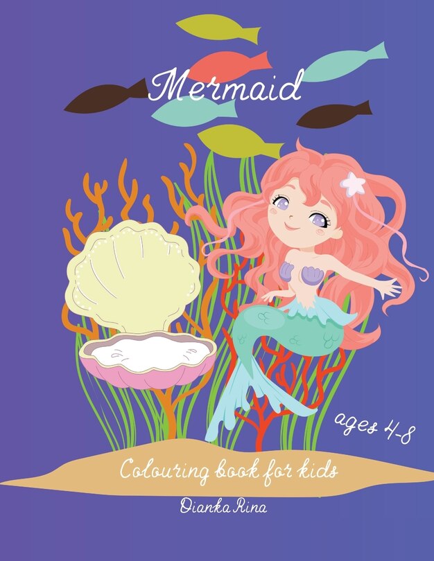 Front cover_Mermaid colouring book for kids age 4-8