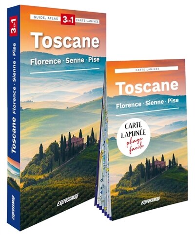 Couverture_Toscane : Florence, Sienne, Pise : 3 en 1, guide, atlas, carte laminée