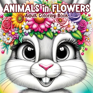 Front cover_Animals in Flowers Adult Coloring Book
