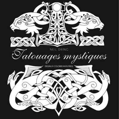 Couverture_Tatouages mystiques : dessins à colorier anti-stress