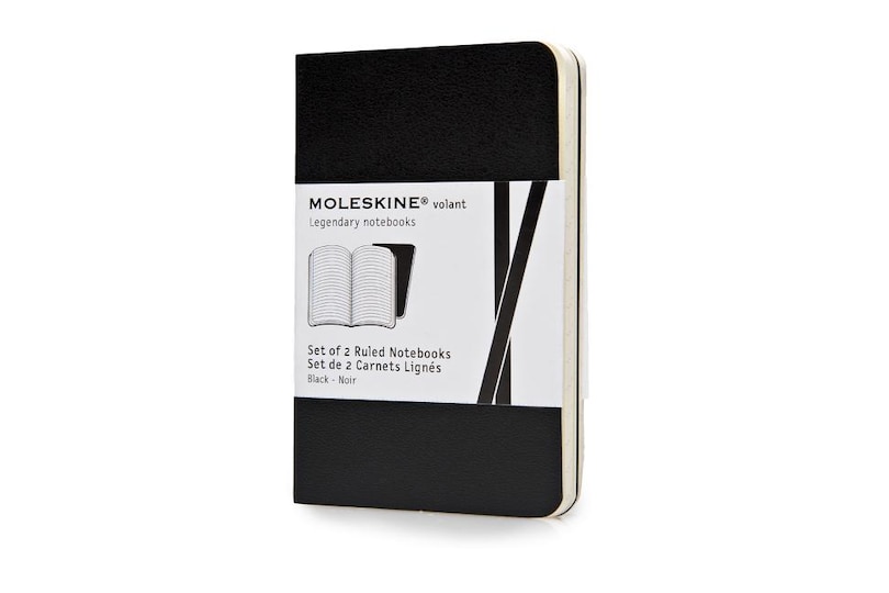 Moleskine Volant Notebook (Set of 2 ), Extra Small, Ruled, Black, Soft Cover (2.5 x 4)