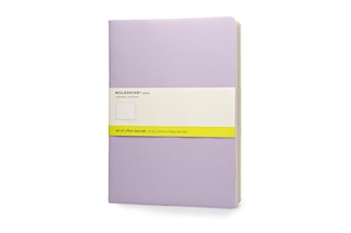 Front cover_Moleskine Cahier Journal (Set of 3), Extra Large, Plain, Persian Lilac, Frangipane Yellow, Peach Blossom Pink, Soft Cover (7.5 x 10)