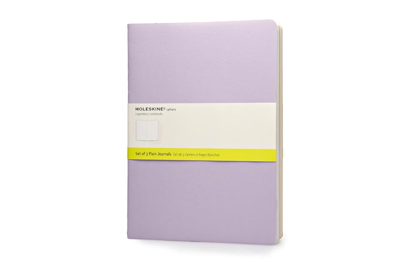 Front cover_Moleskine Cahier Journal (Set of 3), Extra Large, Plain, Persian Lilac, Frangipane Yellow, Peach Blossom Pink, Soft Cover (7.5 x 10)