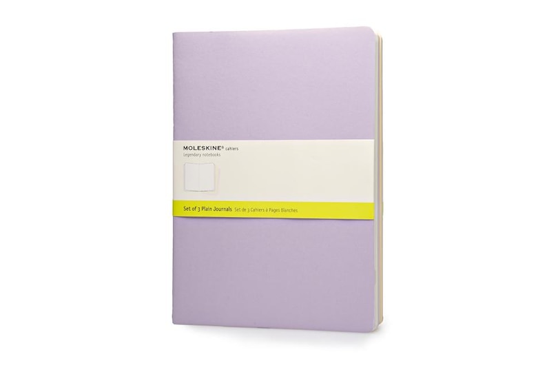 Moleskine Cahier Journal (Set of 3), Extra Large, Plain, Persian Lilac, Frangipane Yellow, Peach Blossom Pink, Soft Cover (7.5 x 10)