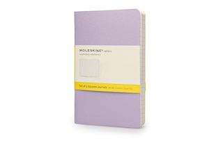 Couverture_Moleskine Cahier Journal (Set of 3), Pocket, Squared, Persian Lilac, Frangipane Yellow, Peach Blossom Pink, Soft Cover (3.5 x 5.5)