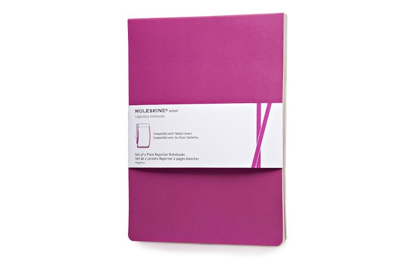 Moleskine Volant Reporter Refill Notebook for iPad, Plain, (Set of 2), Magenta (7 x 9)